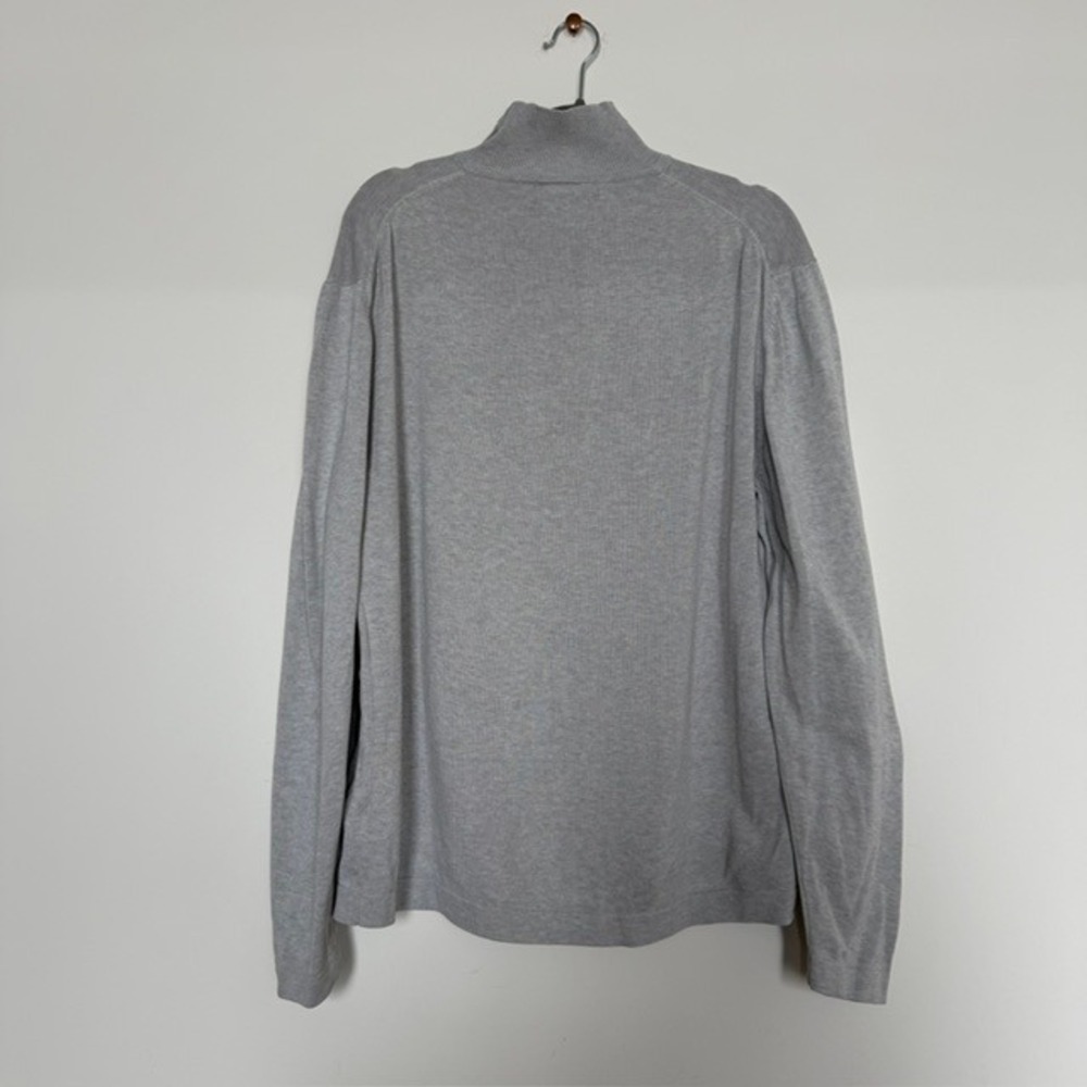 Lacoste Quarter Zip Cotton Sweater XL Size 6 Grey Crocodile Logo Pullover - Picture 7 of 8